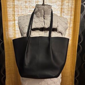 Sleek Black Leather Tote by Portland leather goods